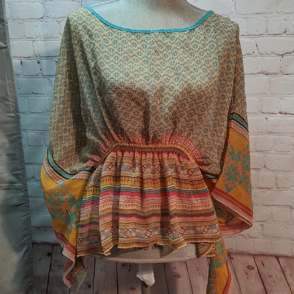 Flowy sheer ciel boho top